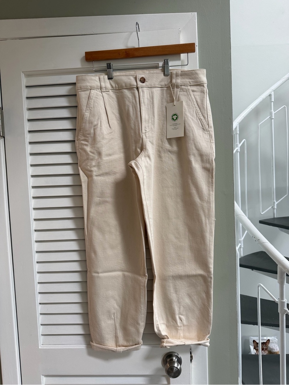 Sezane Ecru ChinÃ© Pantalon Manu — Soft Off-White Pants
